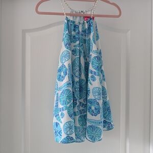 Lilly Pulitzer for Target White Tank Top with Blue & Teal Medallion Print